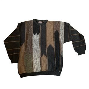 90s Vintage COOGI-STYLE Sweater Vertical Knit Design Made in Italy Sz XL Unisex